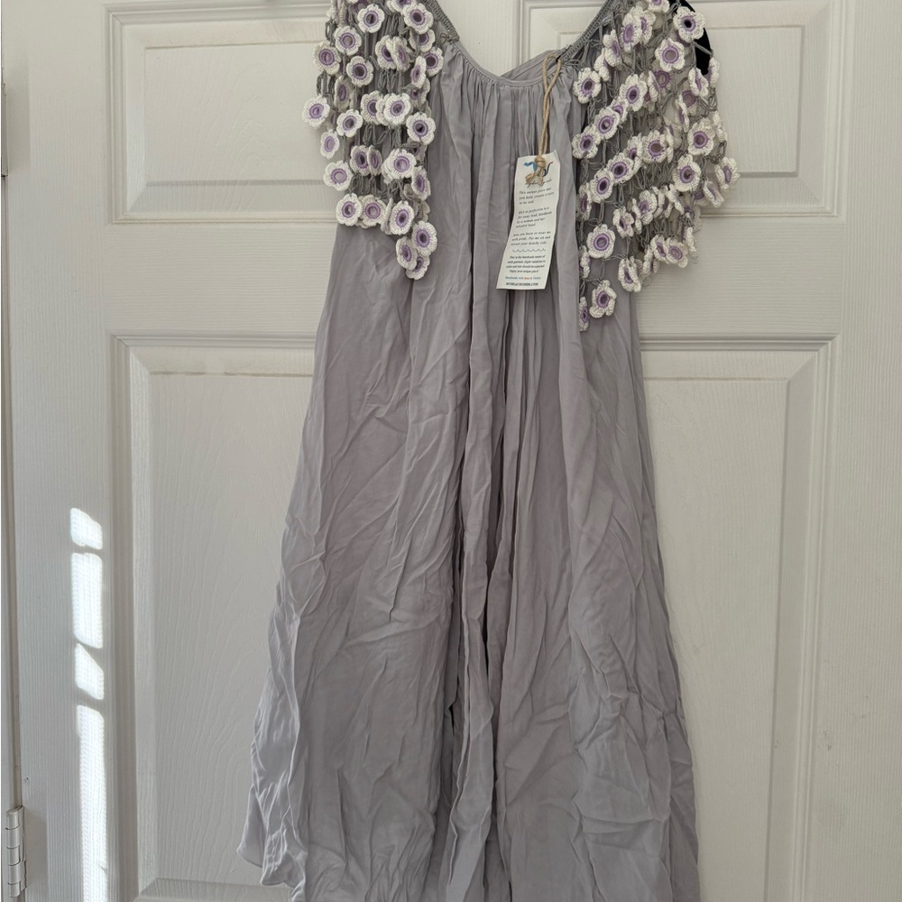 Chic Lavender Mini Dress with Floral Details